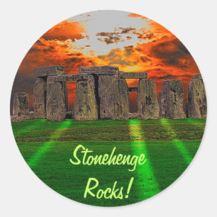 Stonehenge Stones in Sunset Runt Klistermärke