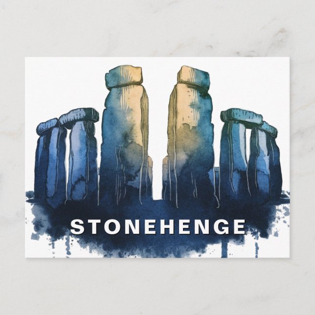 Stonehenge, Storbritannien Akvarell Vykort (Framsida)