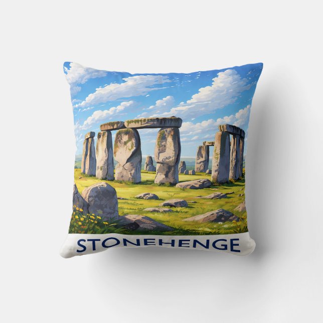 Stonehenge Throw Pillow Ancient Monument Landscape Kudde (Baksida)