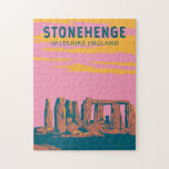 Stonehenge Travel Art Retro Illustration Pussel<br><div class="desc">Stonehenge-vektorgrafik. Den består av en yttre ring av lodrät sarsenstenar,  som var och en är ca 13 fot höga,  7 fot breda och väger ca 25 ton,  som fylls med sammankopplade vågrät-linstenar.</div>