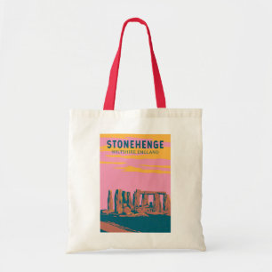 Stonehenge Travel Art Retro Illustration Tygkasse