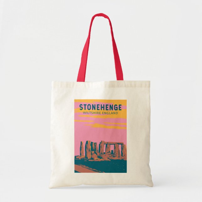 Stonehenge Travel Art Retro Illustration Tygkasse (Framsidan)