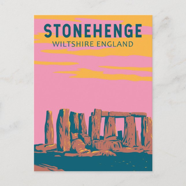 Stonehenge Travel Art Retro Illustration Vykort (Framsida)