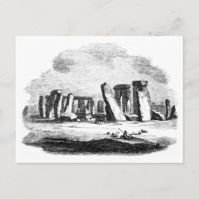 Stonehenge vintage art posctard vykort (Framsida)