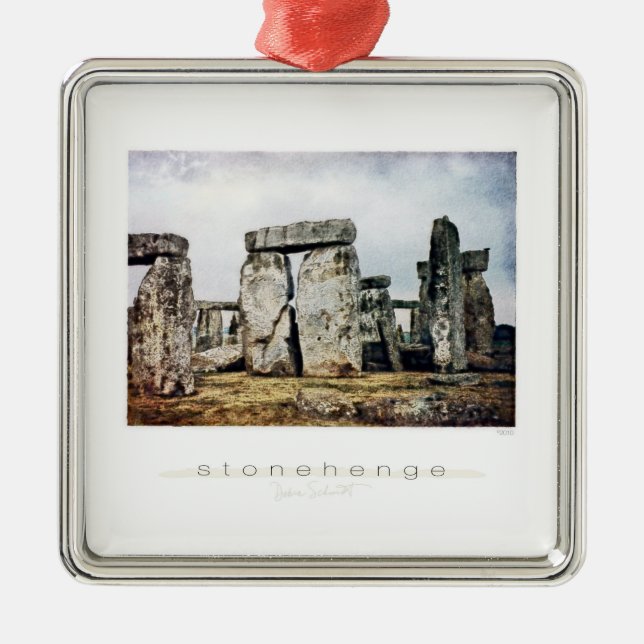 Stonehenge Watercolor Art Julgransprydnad Metall (Framsidan)