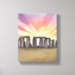 Stonehenge Wiltshire England Historisk Akvarell Canvastryck