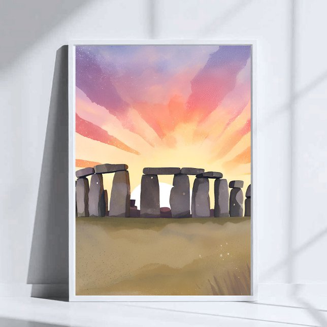 Stonehenge | Wiltshire England Historisk Akvarell Poster (Skapare uppladdad)