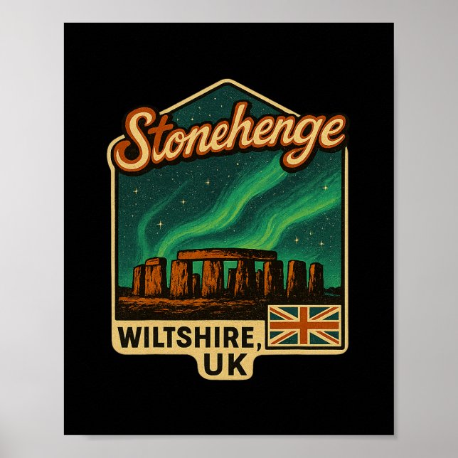 Stonehenge Wiltshire Storbritannien Aurora Boreali Poster (Framsidan)