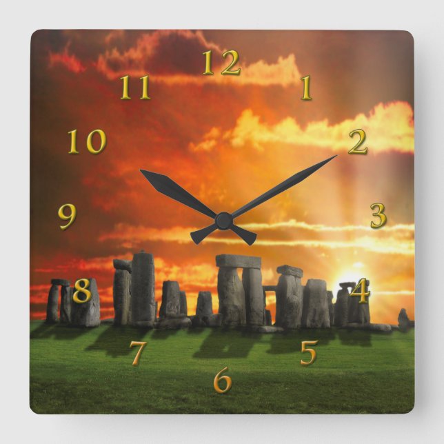 STONEHENGE WINTER SOLSTICE FYRKANTIG KLOCKA (Framsida)