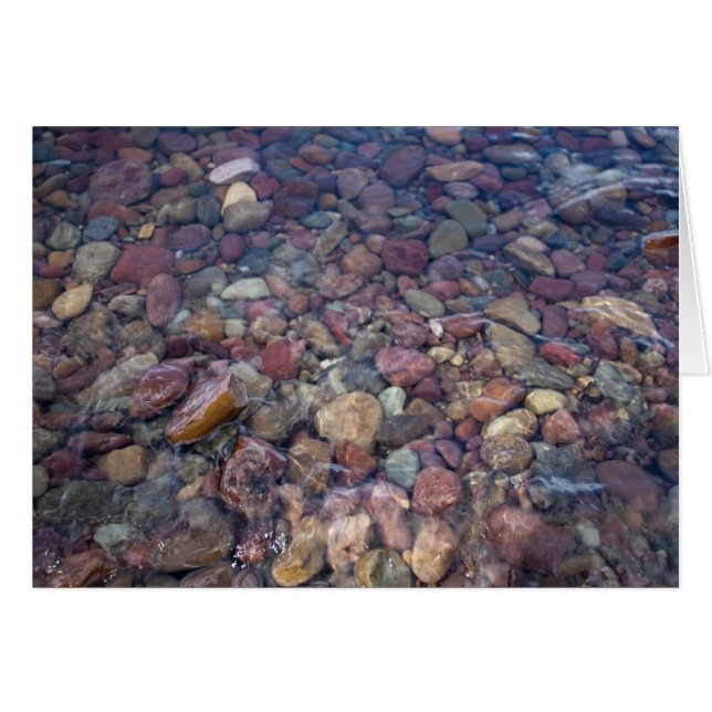 Stoner i sjö vid Glaciers nationalpark Hälsningskort (Framsidan Horizontal)