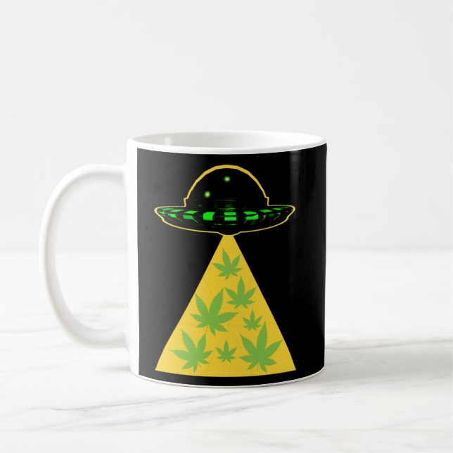 Stoner ogräs Löv Alien Abduction UFO Pot Kaffemugg (Vänster)