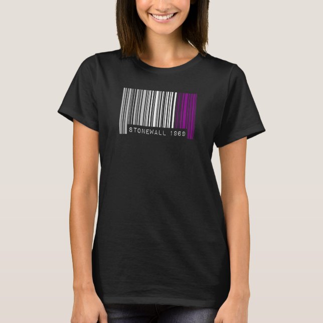 Stonewall 1969 Asexuellt Pride Flagga Barcode Lgbt T Shirt (Framsida)