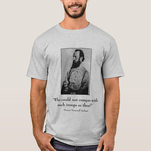 Stonewall Jackson och citationstecken - grå färg T Shirt (Framsida)