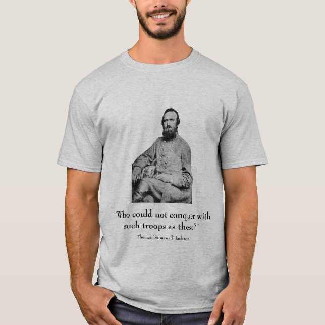 Stonewall Jackson och citationstecken - grå färg Tröja (Framsida)