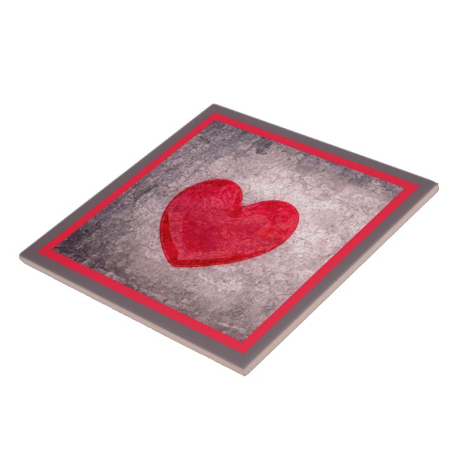Stonewaschat Heart i Grått och Red Kakelplatta (Sidan)