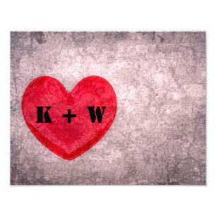 Stonewaschat Heart Monogramme Fototryck