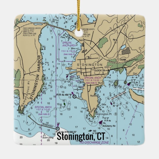 Stonington CT-diagram Julgransprydnad Keramik (Baksida)