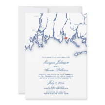 Stonington CT Karta Elegant Blue Church Bröllop