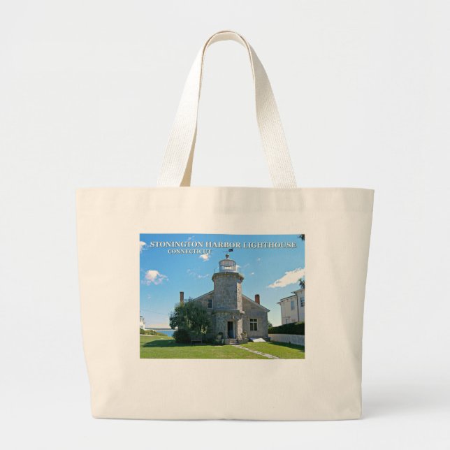 Stonington Harbour Lighthouse, Connecticut Tote Ba Jumbo Tygkasse (Framsidan)