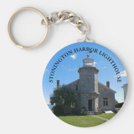 Stonington Harbour Lighthouse, CT Button Keychain Nyckelring