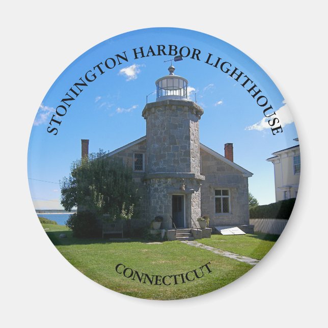 Stonington Harbour Lighthouse, CT Round Magnet (Framsidan)