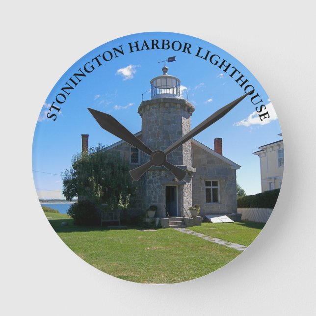 Stonington Harbour Lighthouse, CT Round Wall Clock Rund Klocka (Framsida)