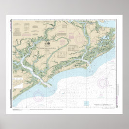Stono och North Edisto Rivers Nautical Chart 11522 Poster