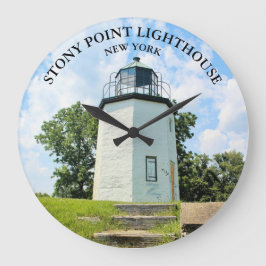 Stony Point Lighthouse, New York Round Clock Stor Klocka