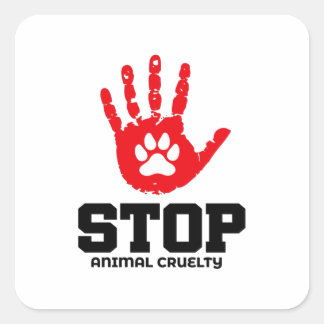 STOP ANIMAL CRUELTY - FYRKANTIGT KLISTERMÄRKE