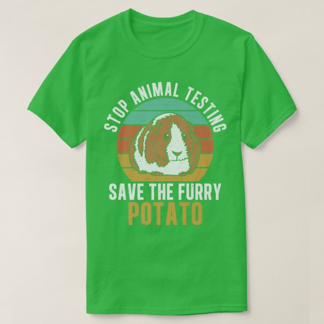 Stop Animal Testing Funny Furry Potato For Guinea  T Shirt (Design framsida)