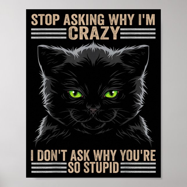 Stop Asking Why Im Crazy Cat  Poster (Framsidan)