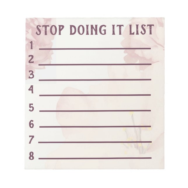 Stop Bad Habits Stop Doing it List Anteckningsblock (Framsida)