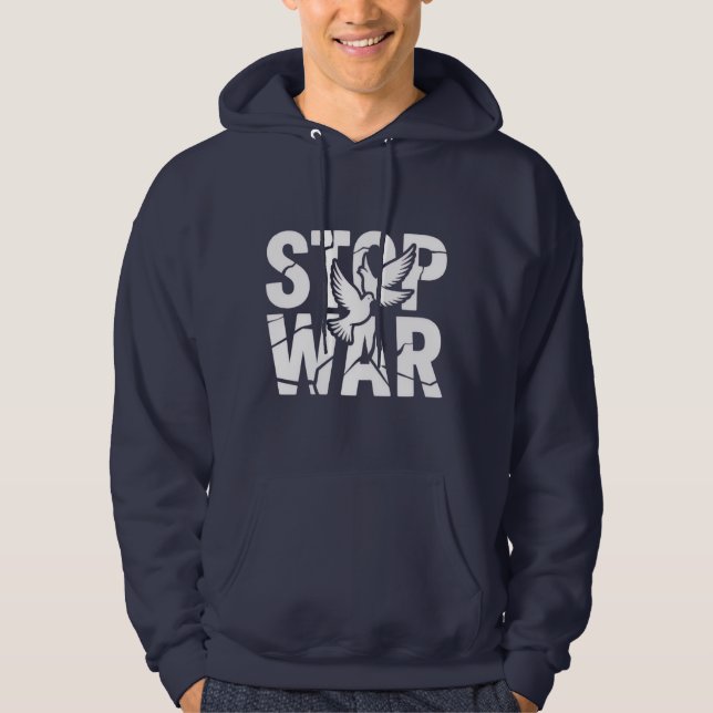 "STOP KRIG" med Många Peace Doves T-Shirt Hoodie (Framsida)