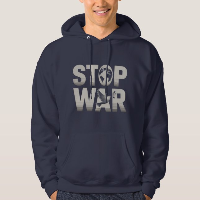 "STOP KRIG" Peace Dove T-Shirt Hoodie (Framsida)