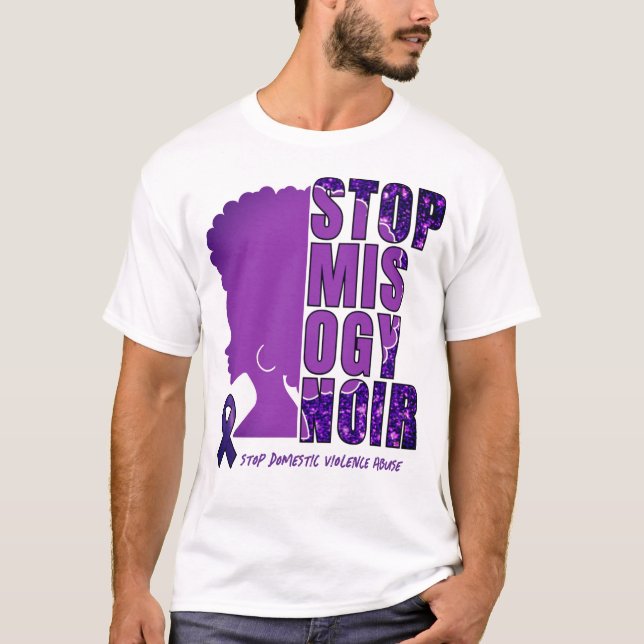 STOP MISOGYNOIR-Domesticens medvetenhet om våld T Shirt (Framsida)