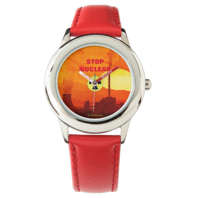 ' Stop Nuclear ' montre zazzle - femme - enfant Armbandsur (Framsida)
