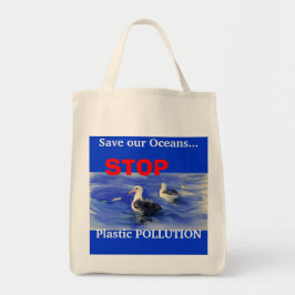 STOP Plastic Pollution Tote Bag Tygkasse
