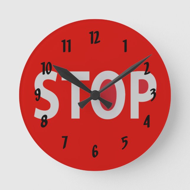 STOP Sign Design Wall Clock Rund Klocka (Framsida)