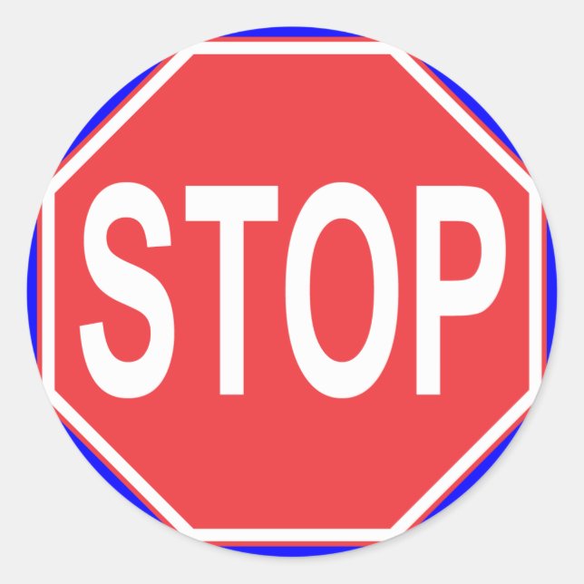 STOP-SIGN RUNT KLISTERMÄRKE (Framsida)