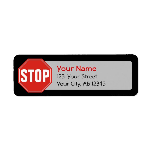 STOP-signatur Returadress Etikett (Framsidan)