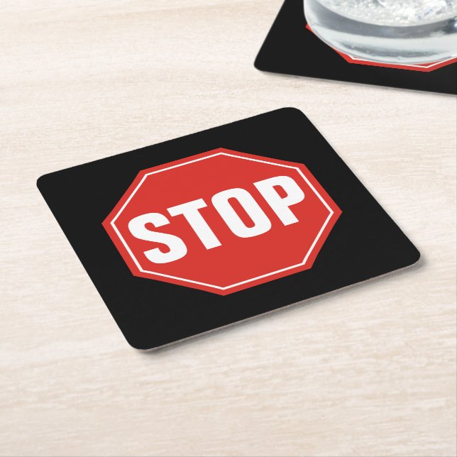 STOP-signatur Underlägg Papper Kvadrat (Vinklad)