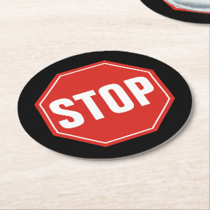 STOP-signatur Underlägg Papper Rund