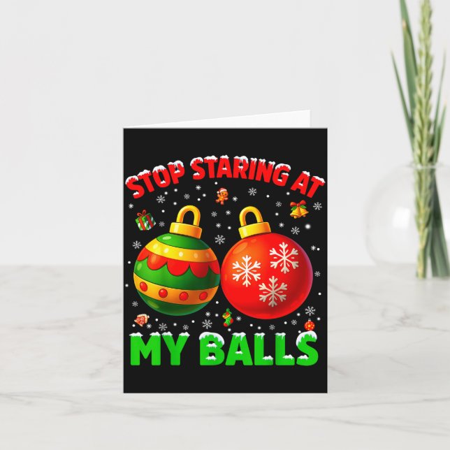 Stop Staring At My Pjs Pajamas Christmas Xmas Men  Kort (Framsida)