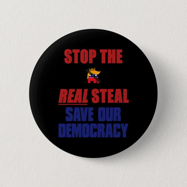 Stop The Real Steal Save Our Democracy - No Kings  Knapp (Framsida)