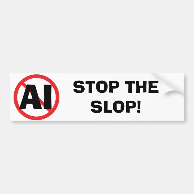 Stop the Slop Anti-AI Bumper Sticker Bildekal (Framsidan)
