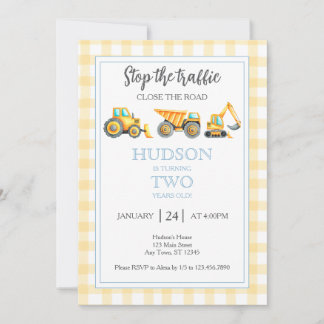 Stop the Traffic Construction Party Invitation Inbjudningar