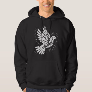 "STOP VÅLD" - Kraftfull fredsduva Hoodie