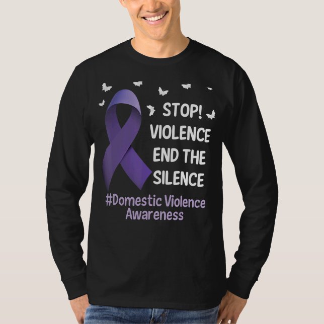 Stop Violence End Silence Domestic Violence Suppor T Shirt (Framsida)