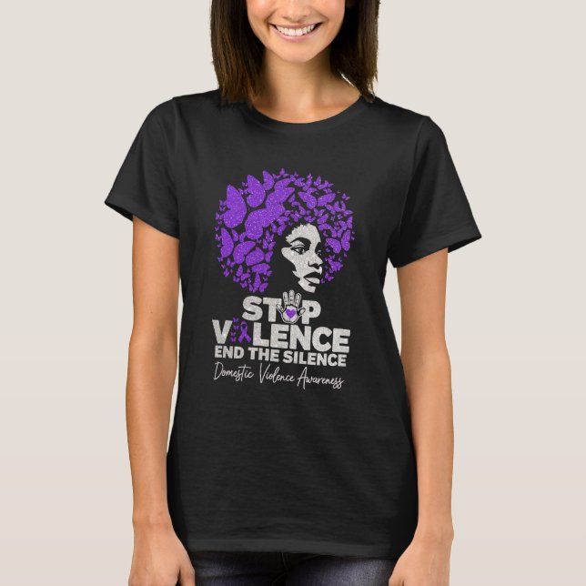 Stop Violence End The Silence Domestic AwarT-Shirt T Shirt (Framsida)