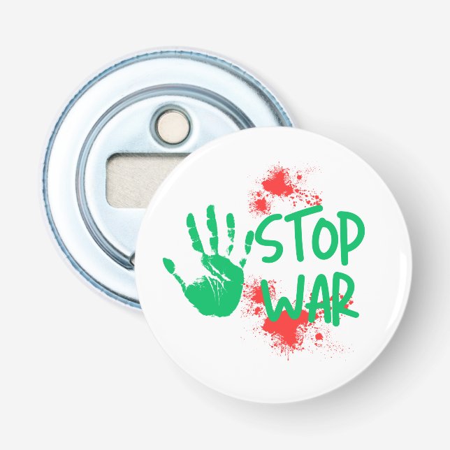 Stop War – Bold Handprint Anti-War Graphic Design Flasköppnare (Framsidan)